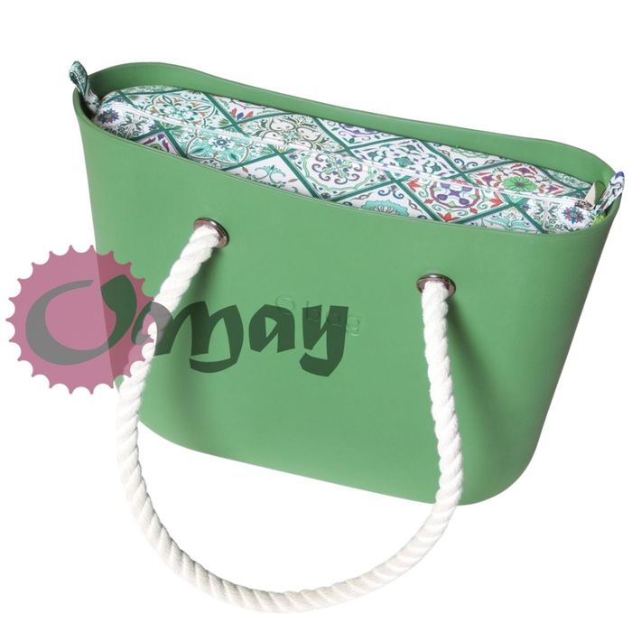 Limonkowy organizer do OBAG STANDARD kafelki zielone 2 kieszenie OMAY