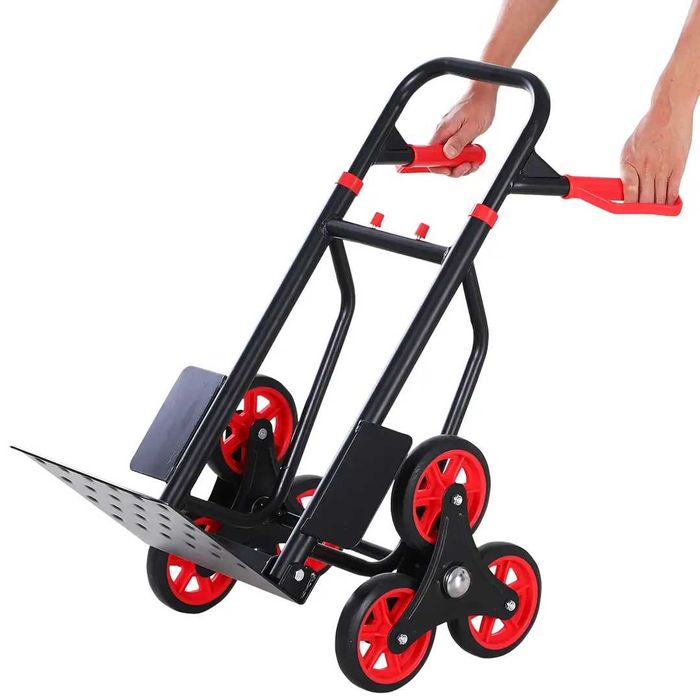 Carrinho de mão de escada dobrável portátil carga 120 kg 60x45x109cm