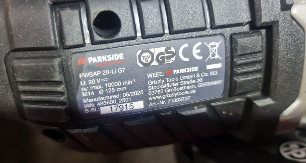 Szlifierka kątowa Parkside nówka