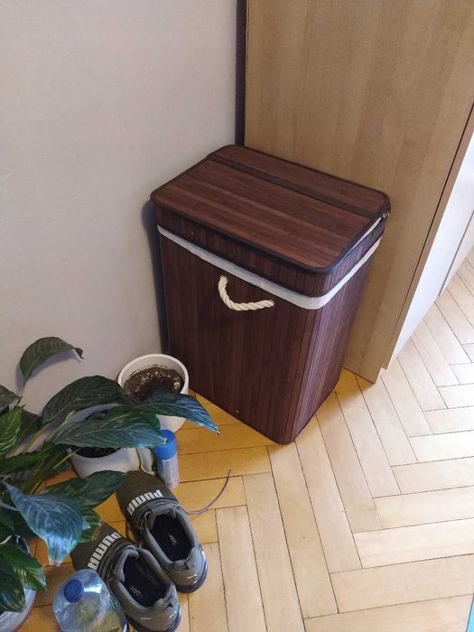 Bambusowy kosz na pranie 80 L z pokrywą