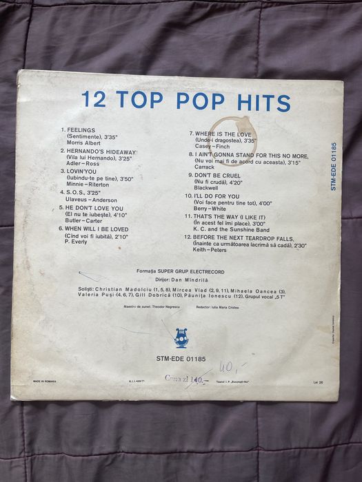12 Top Pop Hits Płyta Winylowa