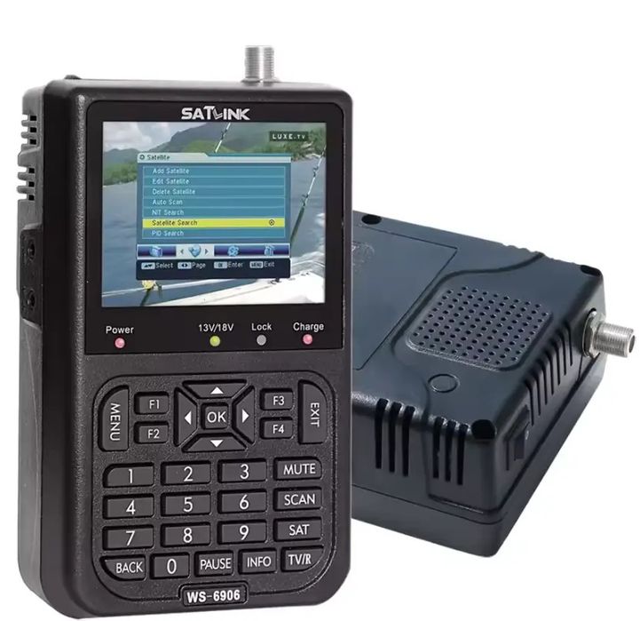 Измеритель спутникового сигнала SATLINK WS-6906 3,5 дюйма DVB-S FTA черный аккумуляторный 950-2150 МГц
