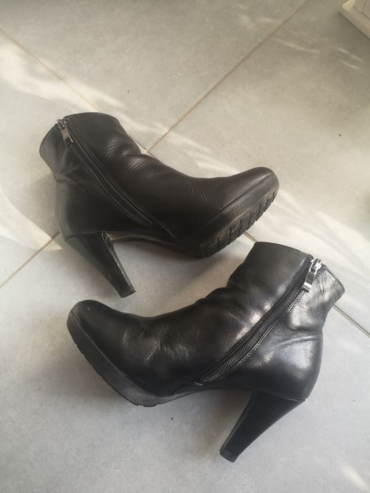 Czarne skórzane botki 37 buty damskie
