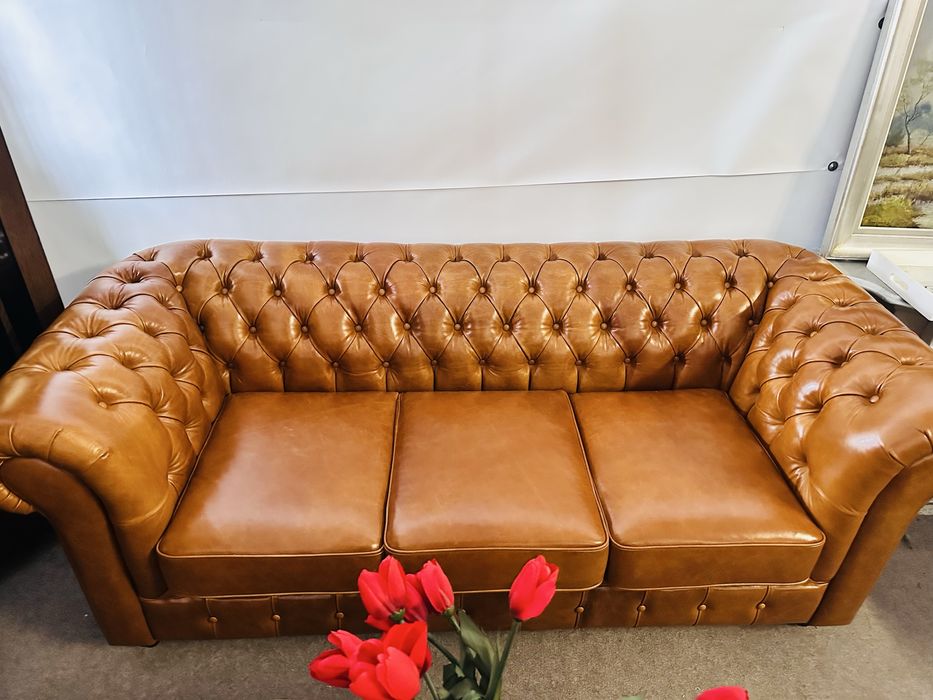 KANAPA CHESTERFIELD - ekskluzywna, idealna, skóra naturalna w 100% :)