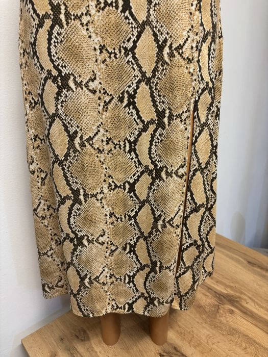 Spódnica midi z viscozy H&M wezowy wzor S/M