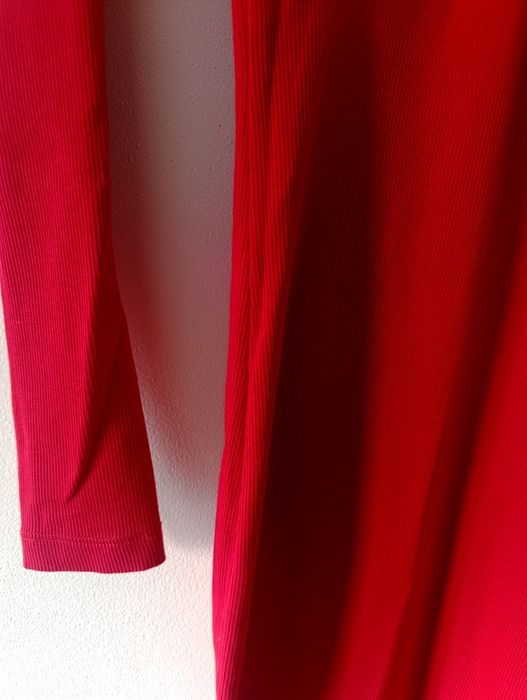 Damska czerwona seksowna sukienka, czerwona, dekolt V, Small Size, S,M