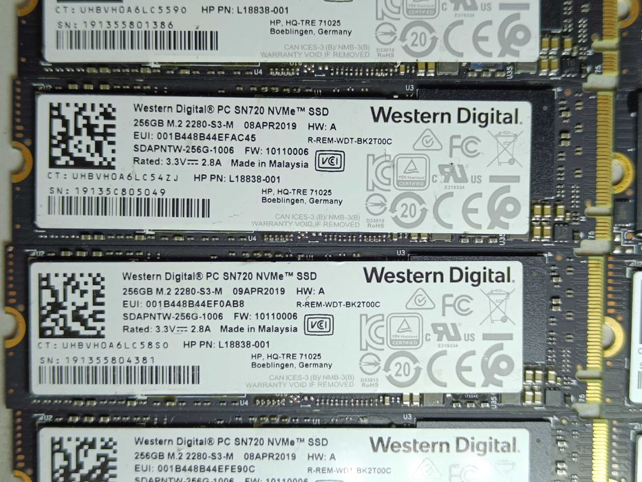 SSD диск Western Digital SN720 256GB M2 NVMe 2280 PCIe 3.0 V-NAND 3-bit TLC