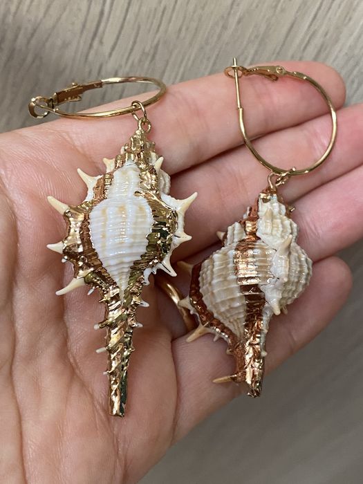 Conch Earrings with Gold-Plated Edge - Super Elegant (Free Shipping)