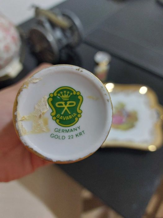 Prato + suporte de velas Bavaria com 22k de ouro