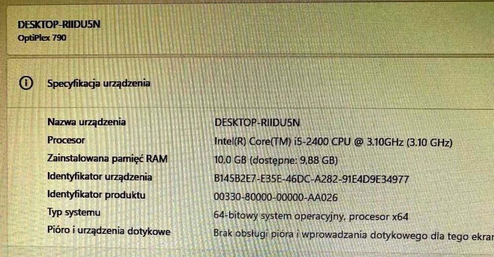 Komputer Dell OptiPlex 790  [10 GB RAM]