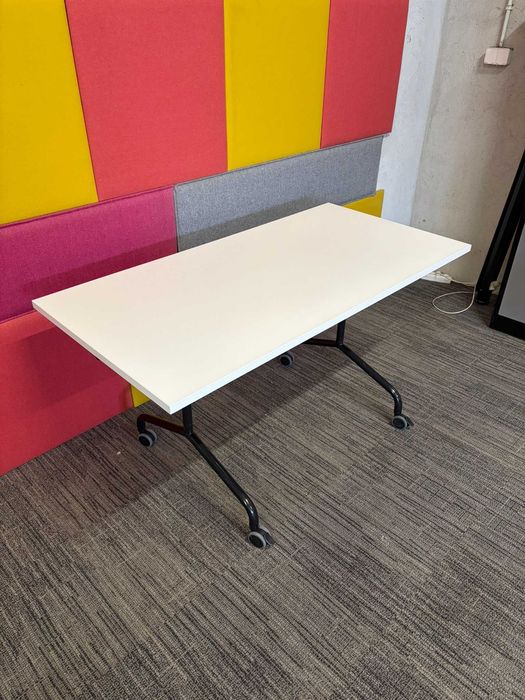 Biurko składane jezdne na kółkach fliptop białe 140x70 okazja!