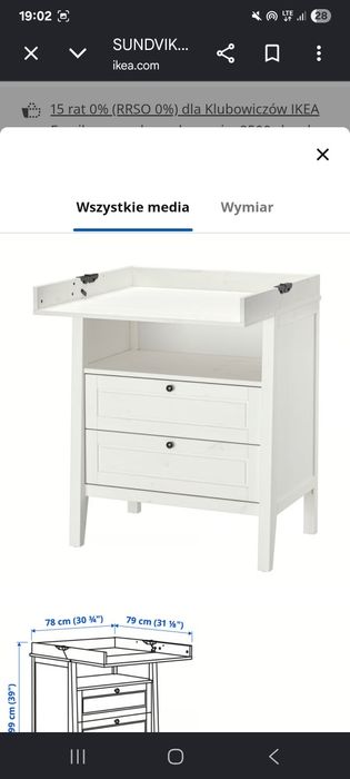 Zestaw mebli niemowlęcych SUNDVIK Ikea