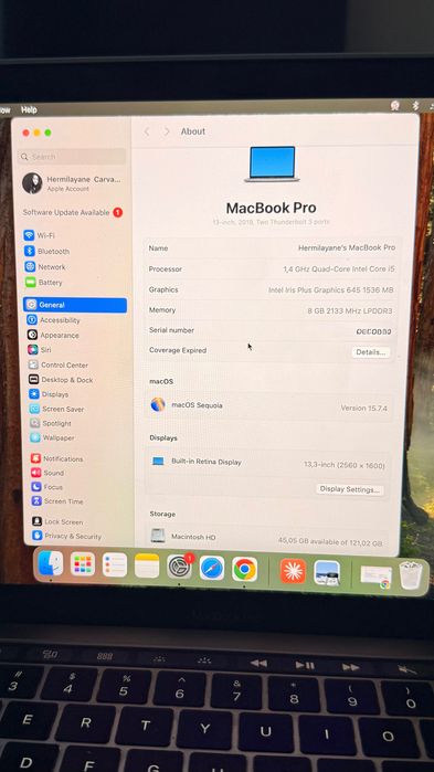 MacBook Pro 13” 2019 | Intel Core i5 | 8GB RAM | SSD 128GB | Touch ID | macOS Sequoia