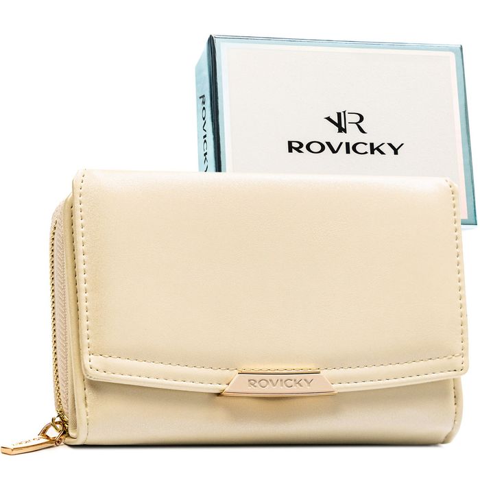 Rovicky średni portfel damski beżowy RFID