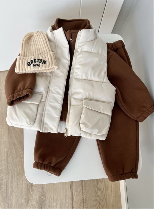 Якісний теплий костюм на флісі шоколадний, 98, 104, 110