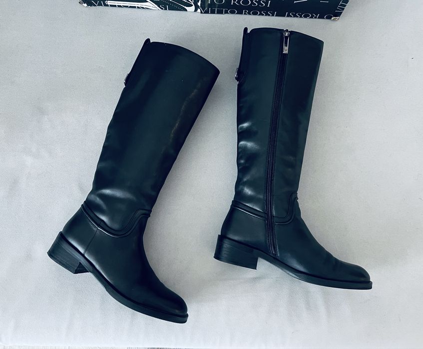 Сапоги кожа чоботи зима теплые vitto rossi basconi