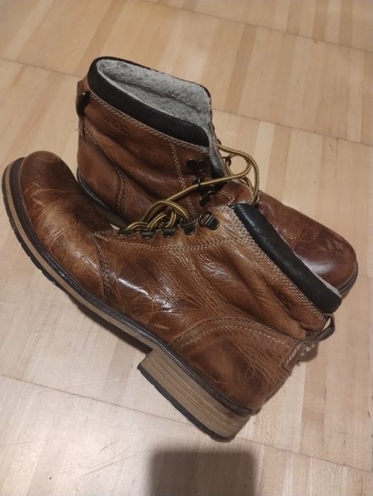 Trzewiki skórzane botki trapery sztyblety ocieplane