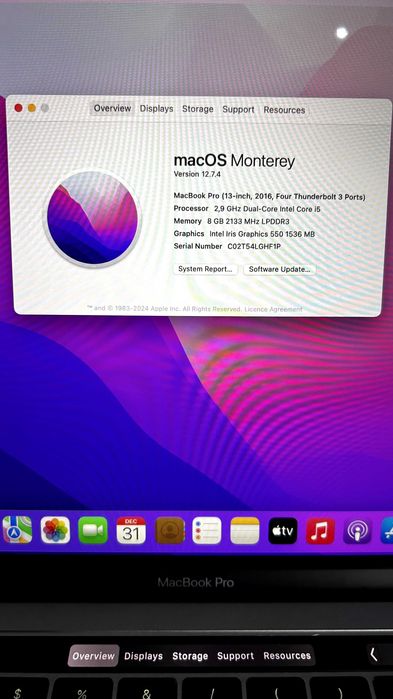MacBook Pro 2016 13” i5 8Gb 512Gb - Cinzento Espacial