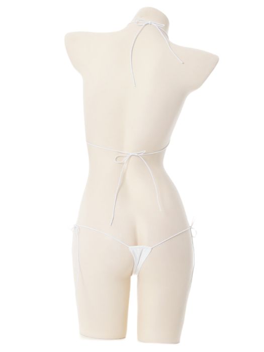 Jersey Micro Bikini na plażę imitacja skóry na gumkach biały
