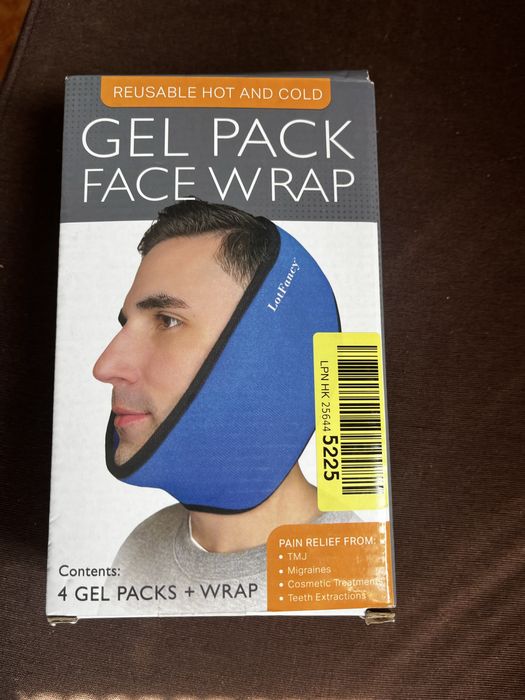 Okład z żelu na twarz, okład z lodu na staw skroniowo usuwanie zeba