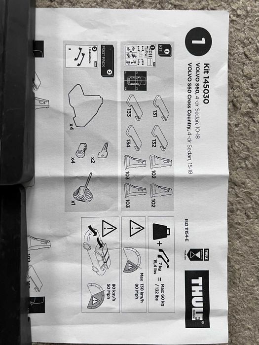 Kit Thule 5030 Volvo S60 2010 -2018