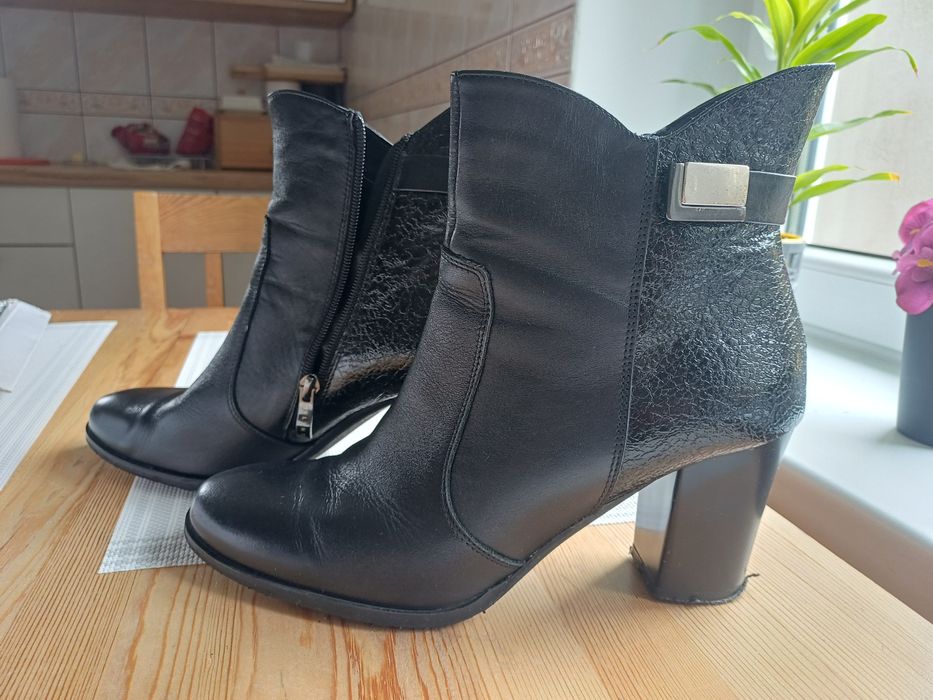 Buty damskie, botki, rozm.41, skórzane,  Galant