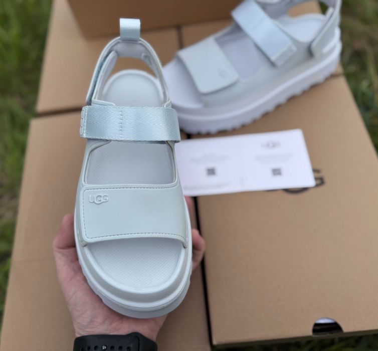 ‼️Останні Розміри‼️Оригінал / Босоніжки UGG Goldenglow Sandals White & Blue / Босоножки Угги / Сандалі Угг
