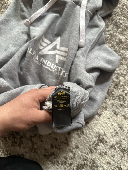 Оригінальне худі Alpha Industries Basic Small Logo (Grey Melange)