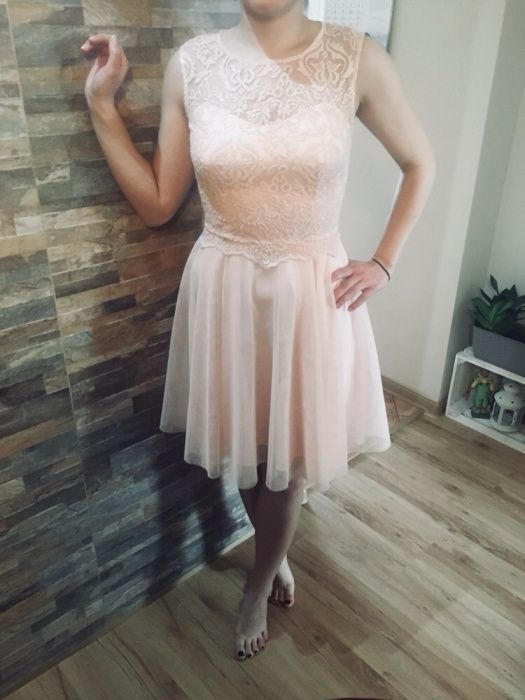 Sukienka pudrowy róż wesele poprawiny sylwester