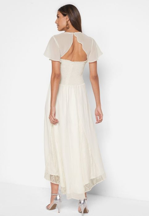 Nowa suknia ślubna 38 40 cywilny poprawiny ecru wesele zwiewna koronka