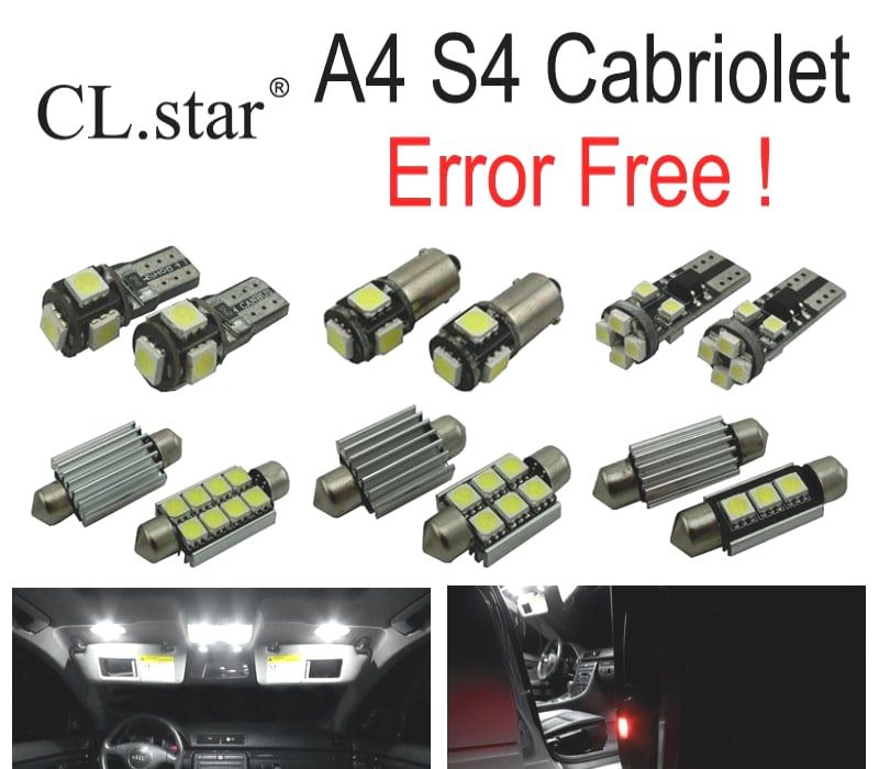 KIT COMPLETO DE 19 LÂMPADAS LED INTERIOR AUDI A4 S4 CONVERTIBLE CABRIOLET CABRIO 2002-2009