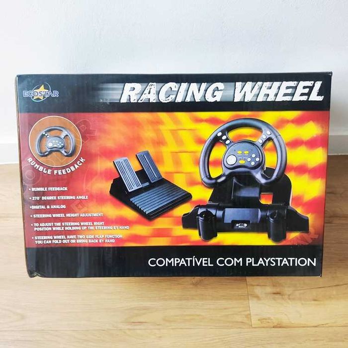 Volante com pedais Racing Wheel para Playstation 2 Em caixa