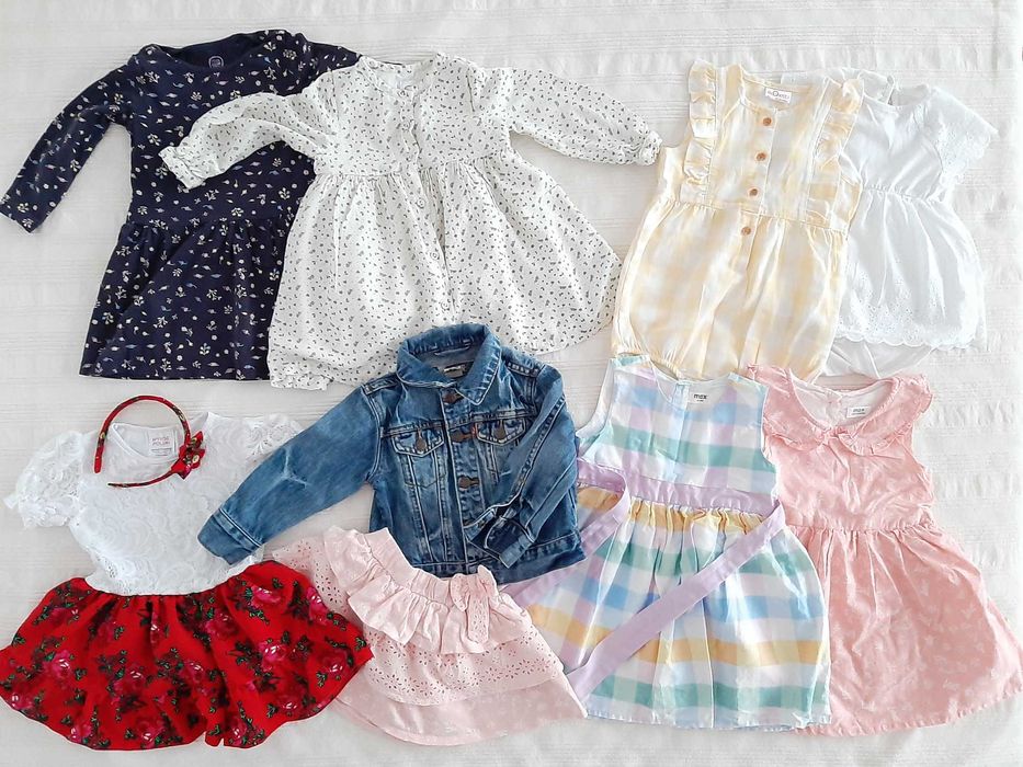 Sukienki, kurtki - śliczne ubranka r. 92