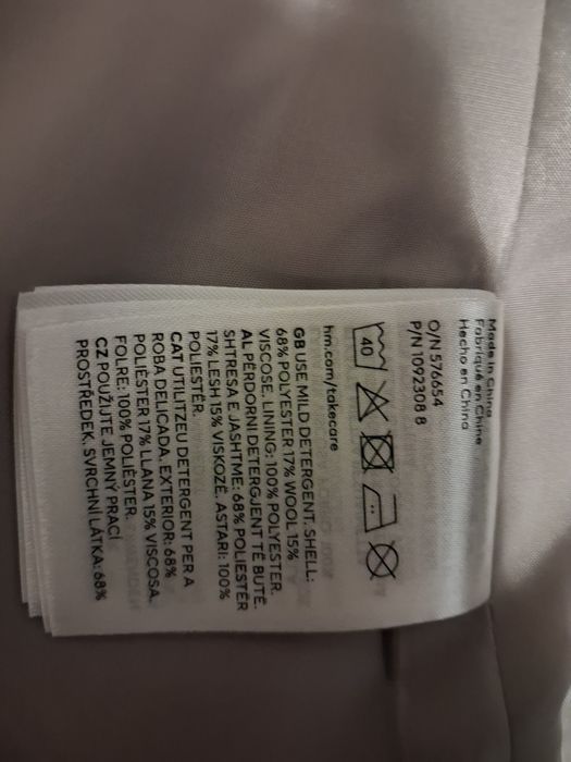 Płaszcz z dodatkiem wełny H&M, płaszcz dziecięcy