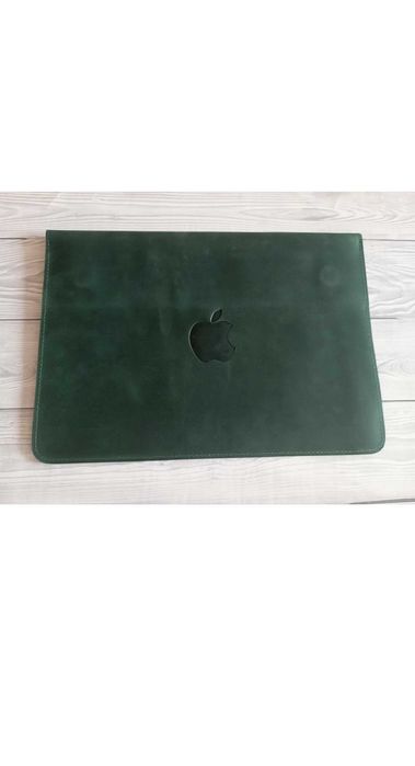 Чехол-конверт MacBook 13 , натуральная кожа,зеленый