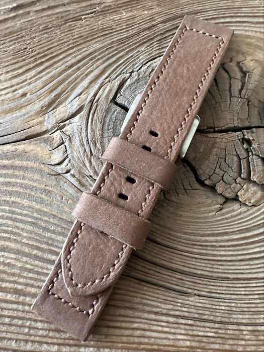Pasek do zegarka 22 mm brązowy handmade skóra naturalna ręcznie robiony