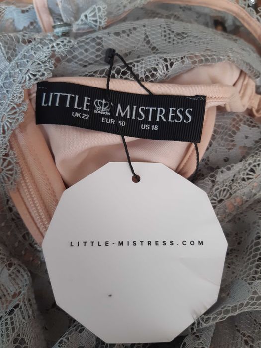 Нарядное платье плиссе гипюр мятное большого размера little mistress