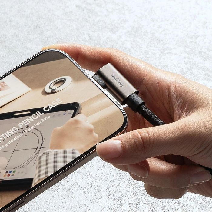 Kabel kątowy Ringke 3.2 gen. 2x2 USB-C, PD 3.1 240W 1m - czarny