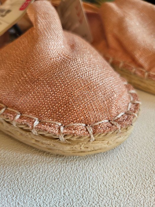 Buty letnie espadryle 37 wkładka 22 różowe pudrowy róż nowe metka