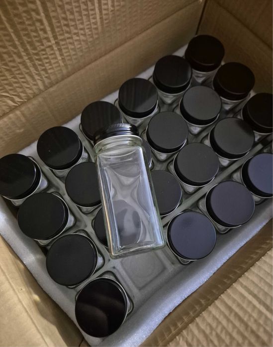 24 pojemniki na przyprawy słoiczki szklane + naklejki gratis organizer