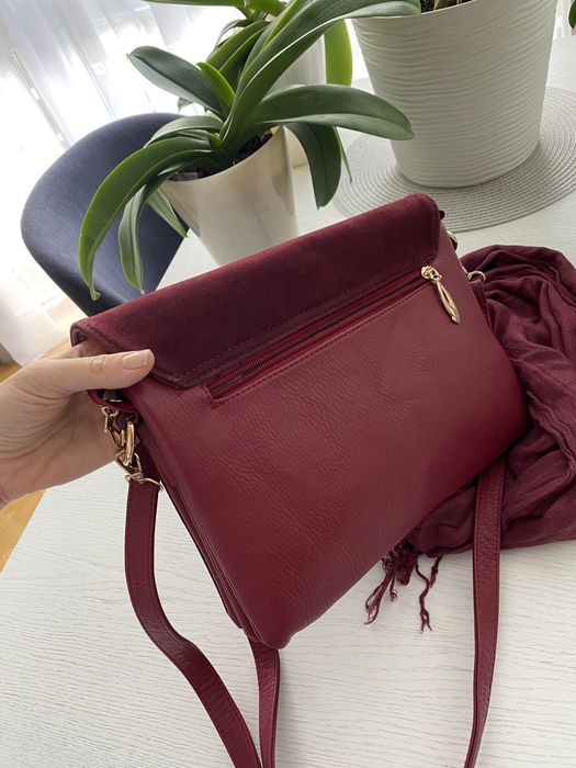Сумка бордова марсала + шарф в колір