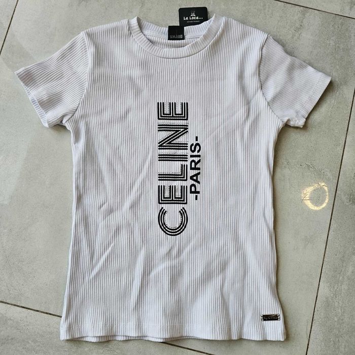 Bluzka / T-shirt biała CELINE PARIS rozmiar 158