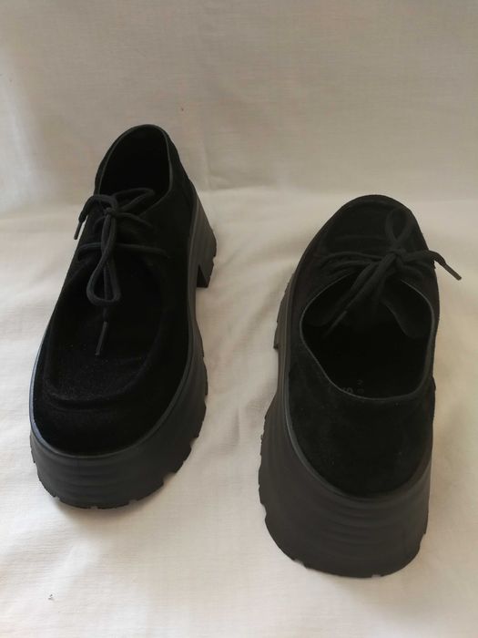 ASOS zamszowe buty na platformie czarne r.38