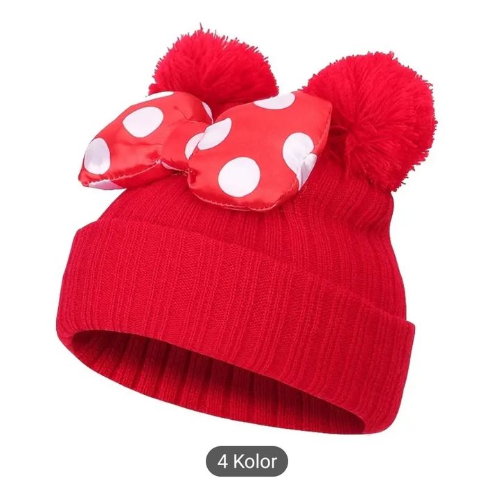 Czapka czapeczka ciepła zimowa myszka miki Mickey minnie Mini czerwona