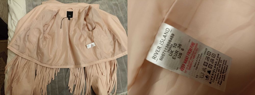 Трендова рожева мотокуртка косуха з бахромою - маст хев цього сезону S