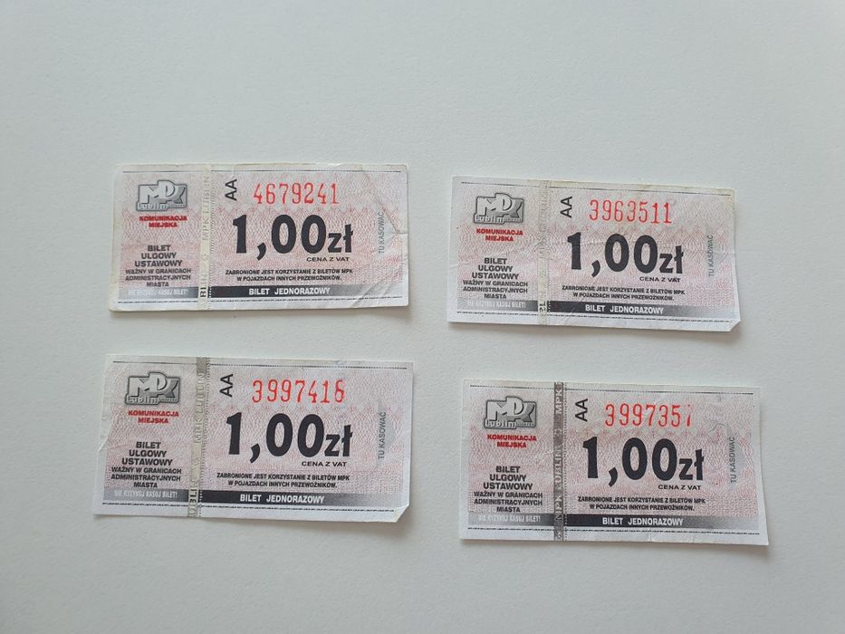 Bilety kolekcjonerskie komunikacja miejska MPK Lublin