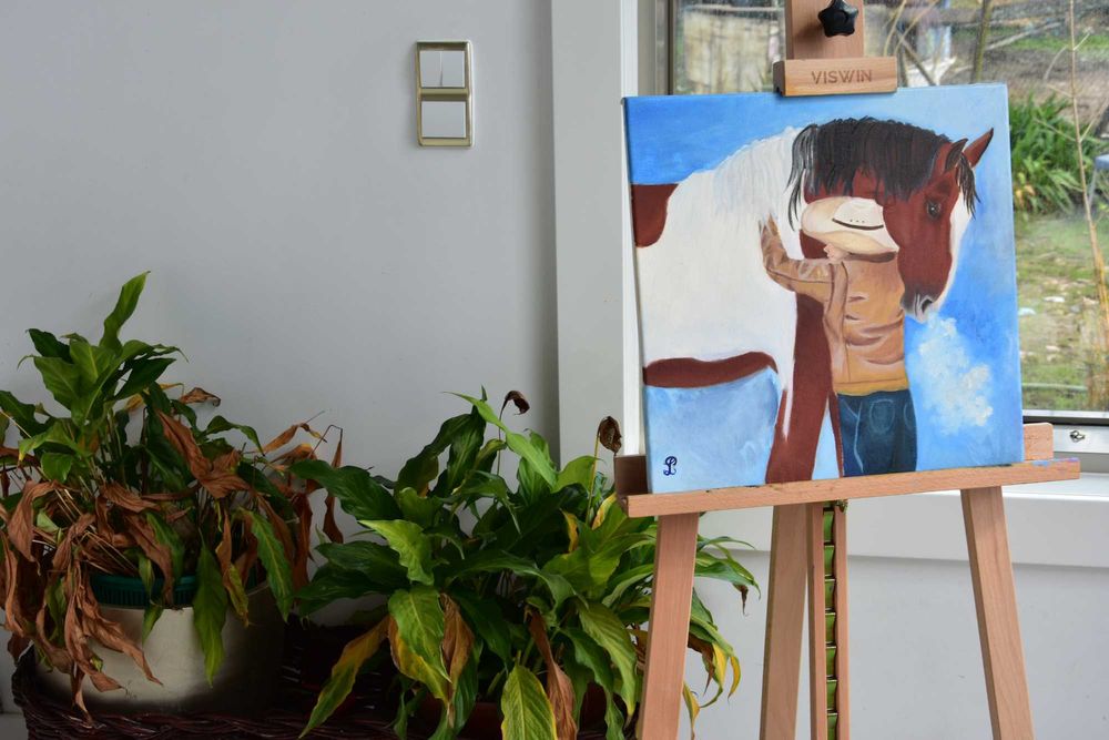 Quadro - Pintura a Óleo Original "Abraço Quentinho"