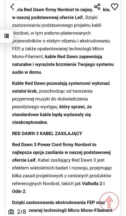 Kabel zasilający NORDOST RED DAWN 1,5 m Hi-End