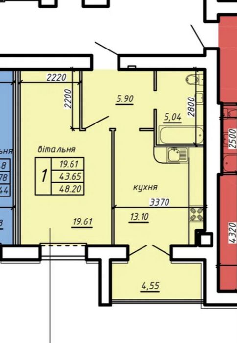 Продаж 1к квартири, 48 кв.м, ЖК Нові Байківці