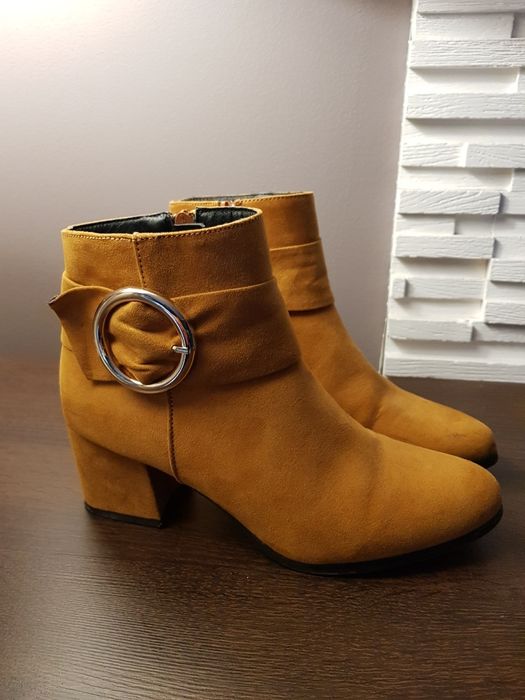 Botki damskie musztardowe rozmiar 37
